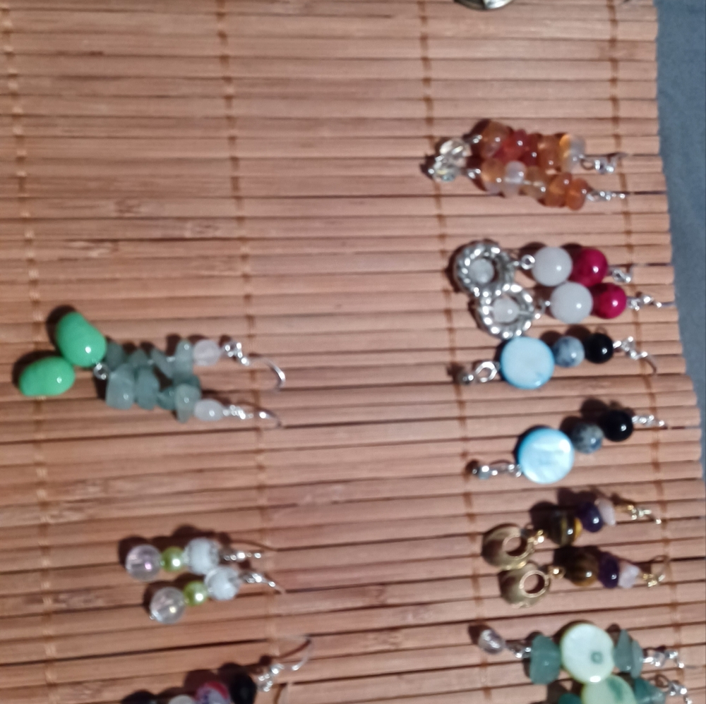 Home made earrings made by me from beads